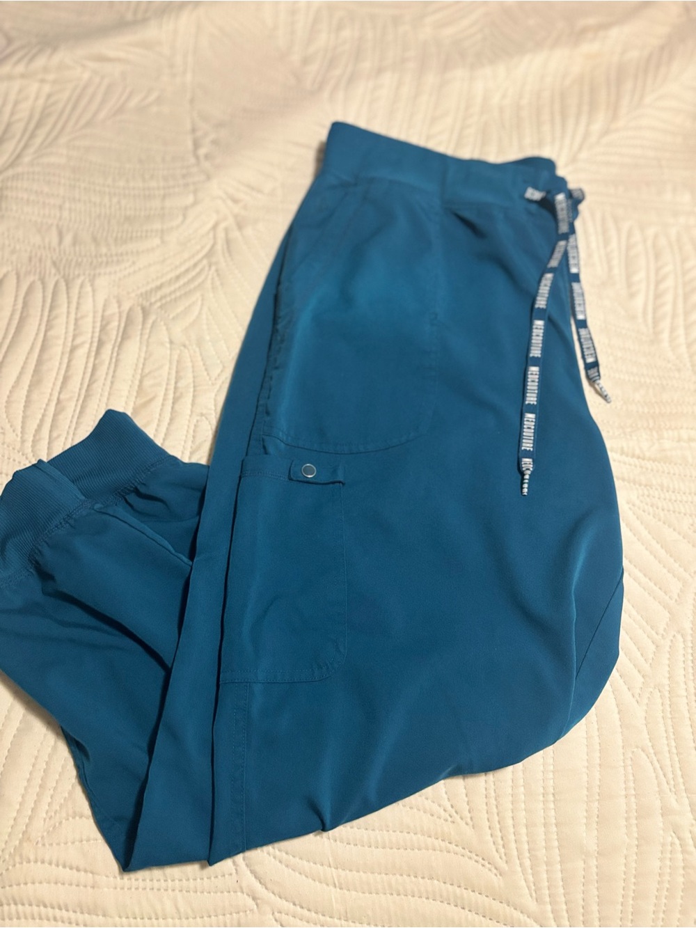 Med Couture Teal Drawstring Scrubs Joggers
